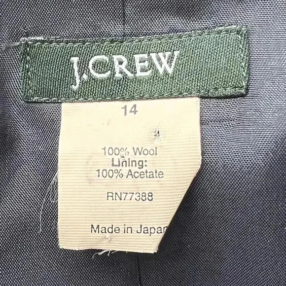 J Crew Blazer Womens Sz 14 100% Wool Vintage Green Tag Navy Preppy Made in Japan - Picture 7 of 12